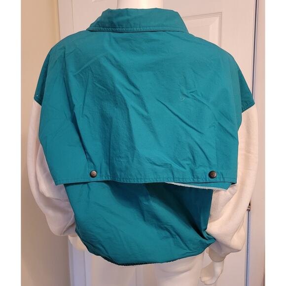 VTG 90s Aviator Micro-Tech Windbreaker Green White Vented Back Full Zip Size M - Picture 4 of 8